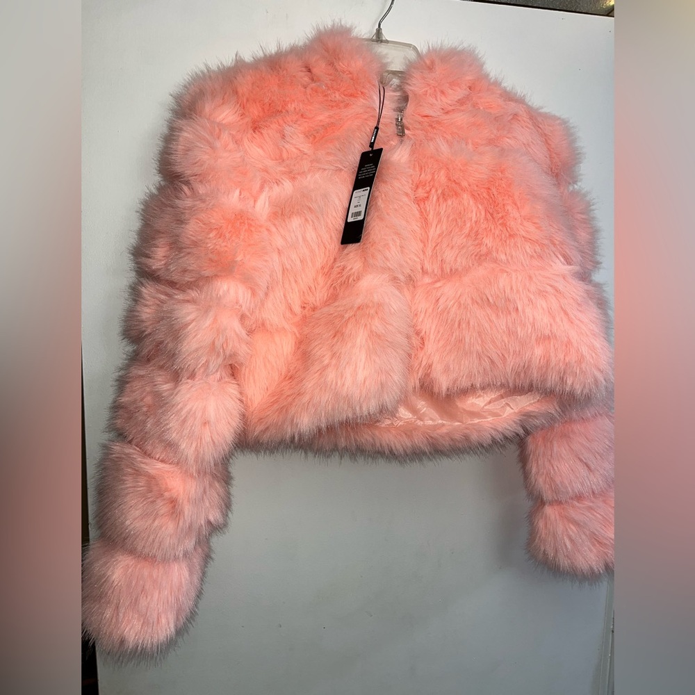 Chic Pink Faux Fur Coat